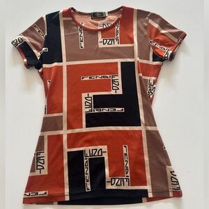 Fendi FF Logo Short Sleeve Top Multicolor